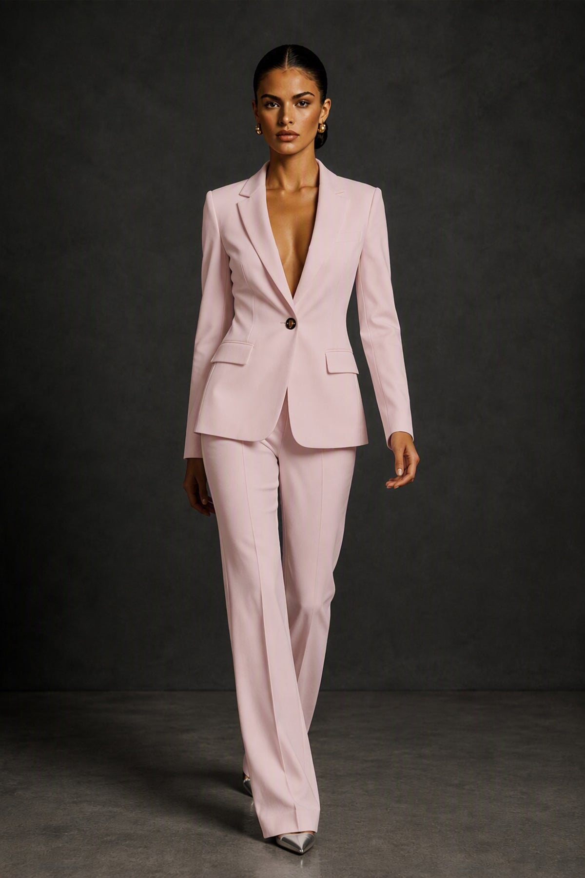 BOLODOO Blush Pink Two-Piece Blazer and Pants Suit Set - Blush Pink