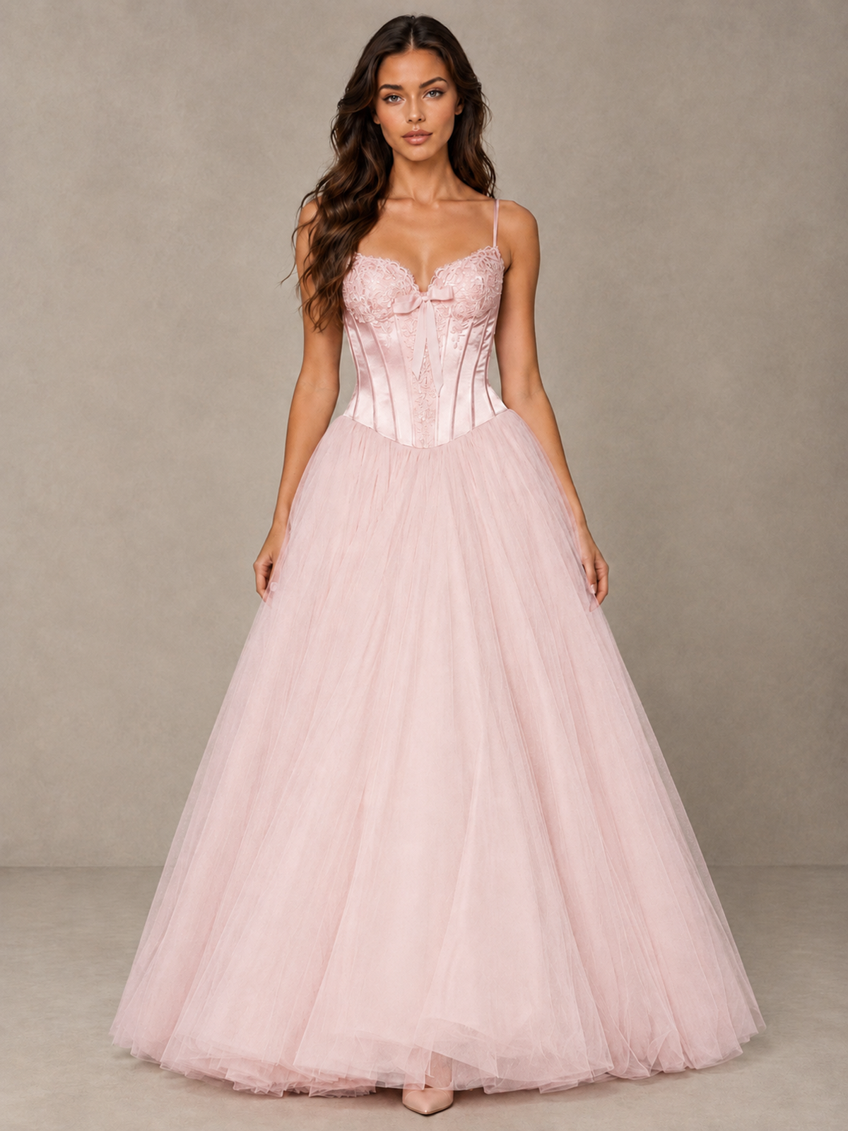 BOLODOO Blush Pink Corset Tulle Prom Dress with Spaghetti Straps - Blush Pink - Blush_Pink_1