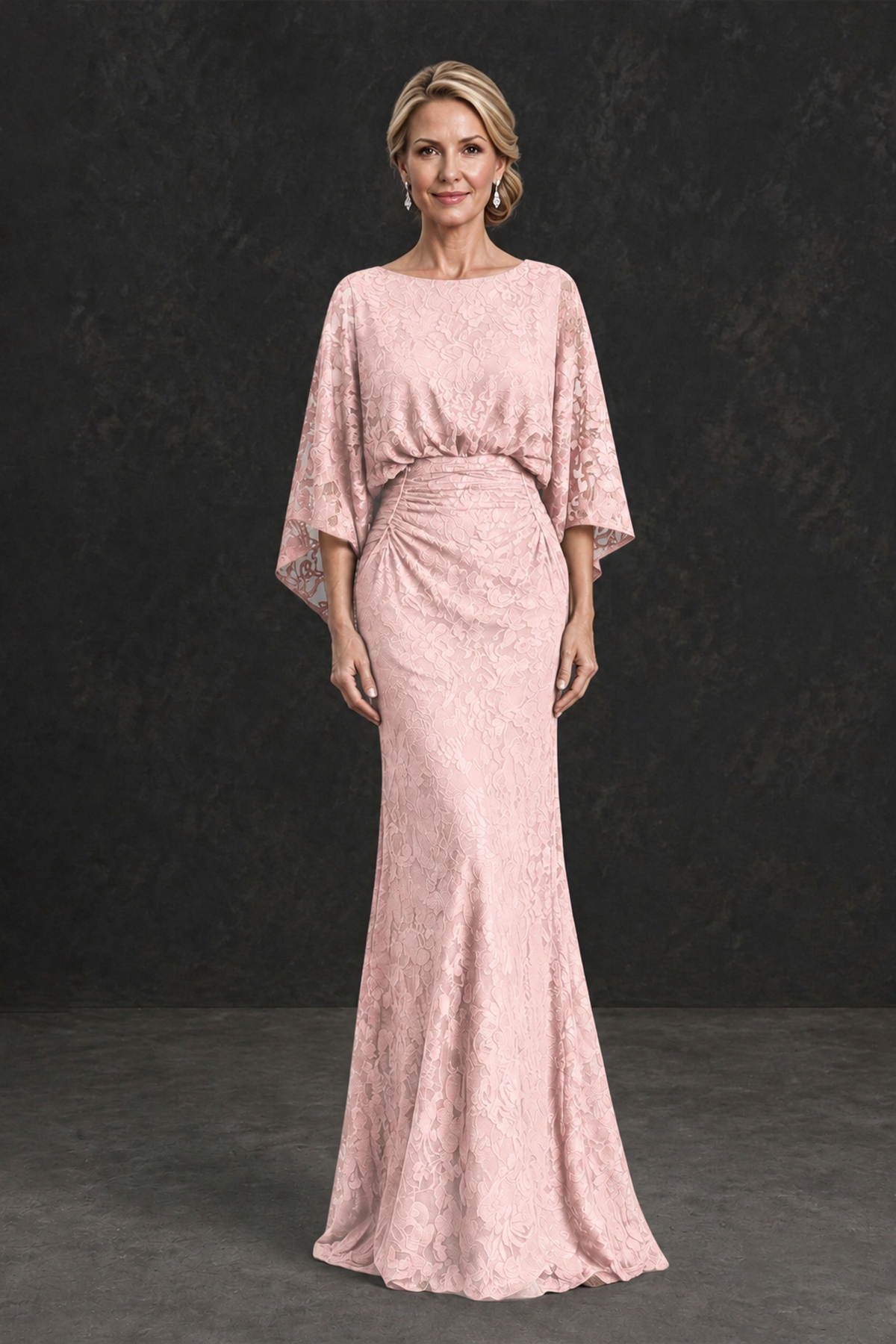 BOLODOO Blush Pink Lace Flutter Sleeve Mother of the Bride Dress - Blush Pink - Blush Pink_1