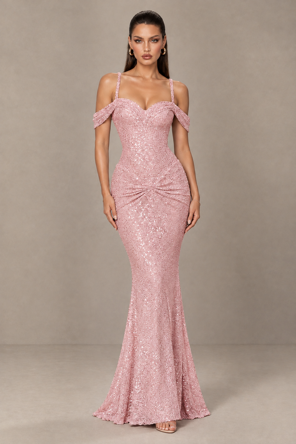BOLODOO Blush Pink Sequin Off-Shoulder Mermaid Prom Dress - Blush Pink - Blush_Pink_1