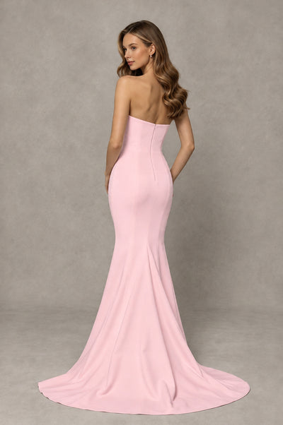 BOLODOO Blush Pink Strapless Mermaid Evening Dress with Ruffle Slit and Train - Blush Pink - Blush Pink_2