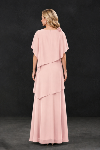 BOLODOO Blush Pink Tiered Flutter Sleeve Mother of the Bride Maxi Dress - Blush Pink - Blush Pink_2