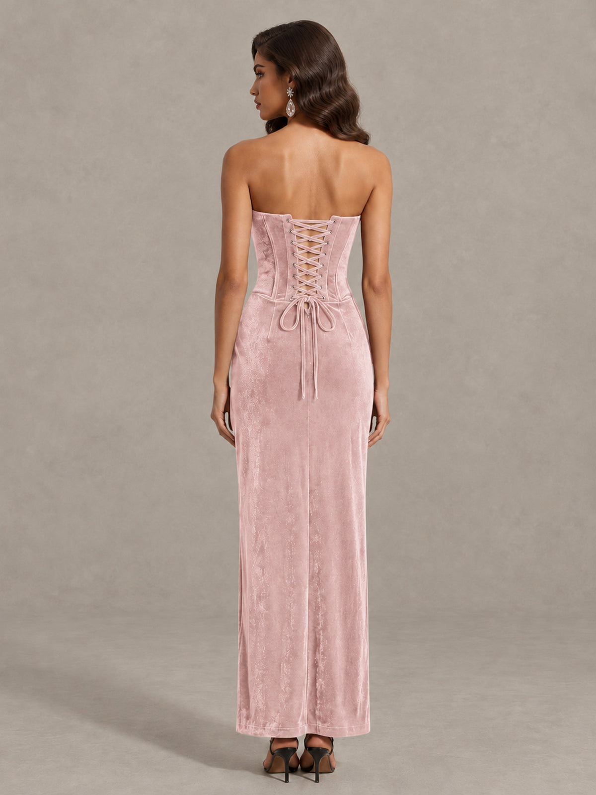 BOLODOO Blush Pink Strapless Velvet Cocktail Maxi Dress - Blush Pink - Blush Pink_2