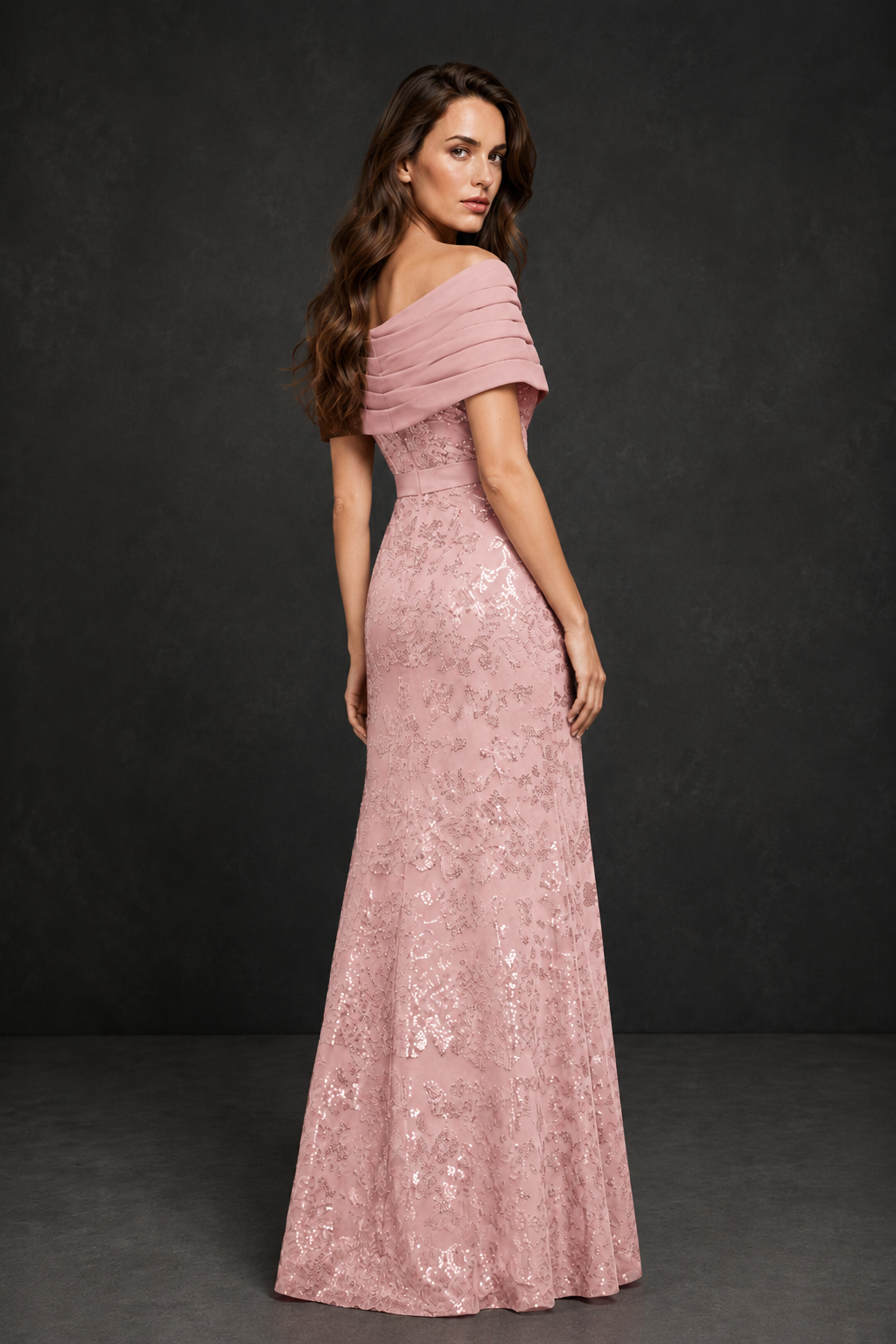 BOLODOO Blush Pink Off-Shoulder Sequin Lace Mermaid Evening Gown | Mother of the Bride Formal Dress - Blush Pink