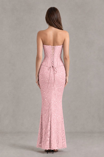 BOLODOO Blush Pink Strapless Lace Corset Wedding Guest Dress - Blush Pink - Blush Pink_2