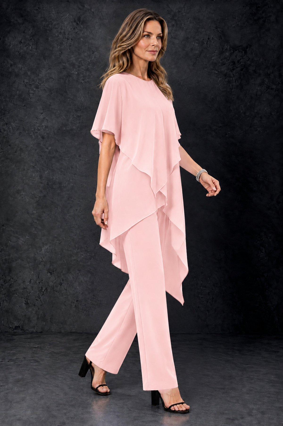 BOLODOO Blush Pink Chiffon Two Piece Mother of the Bride Pant Suit - Blush Pink - Blush_Pink_2