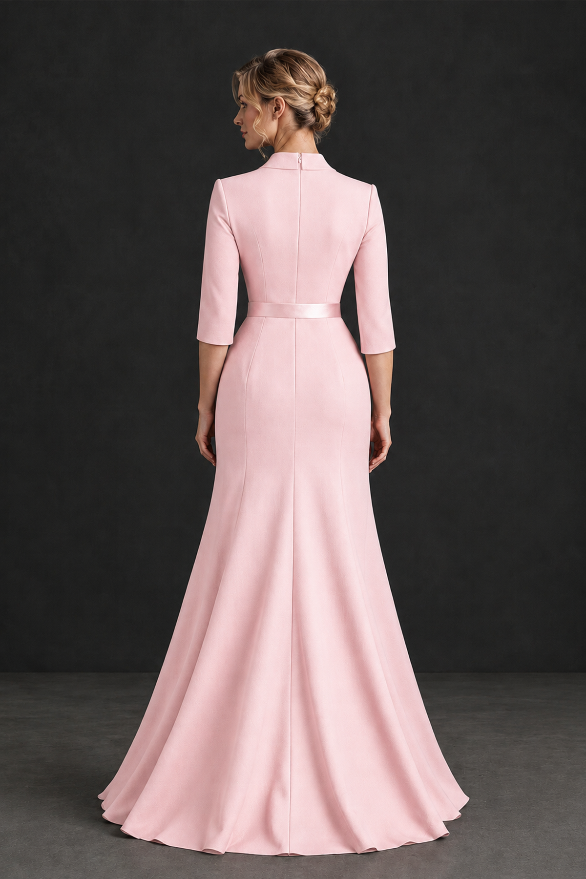 BOLODOO Blush Pink Lapel Ruffle Mother of the Bride Dress with Belt - Blush Pink - Blush Pink_2