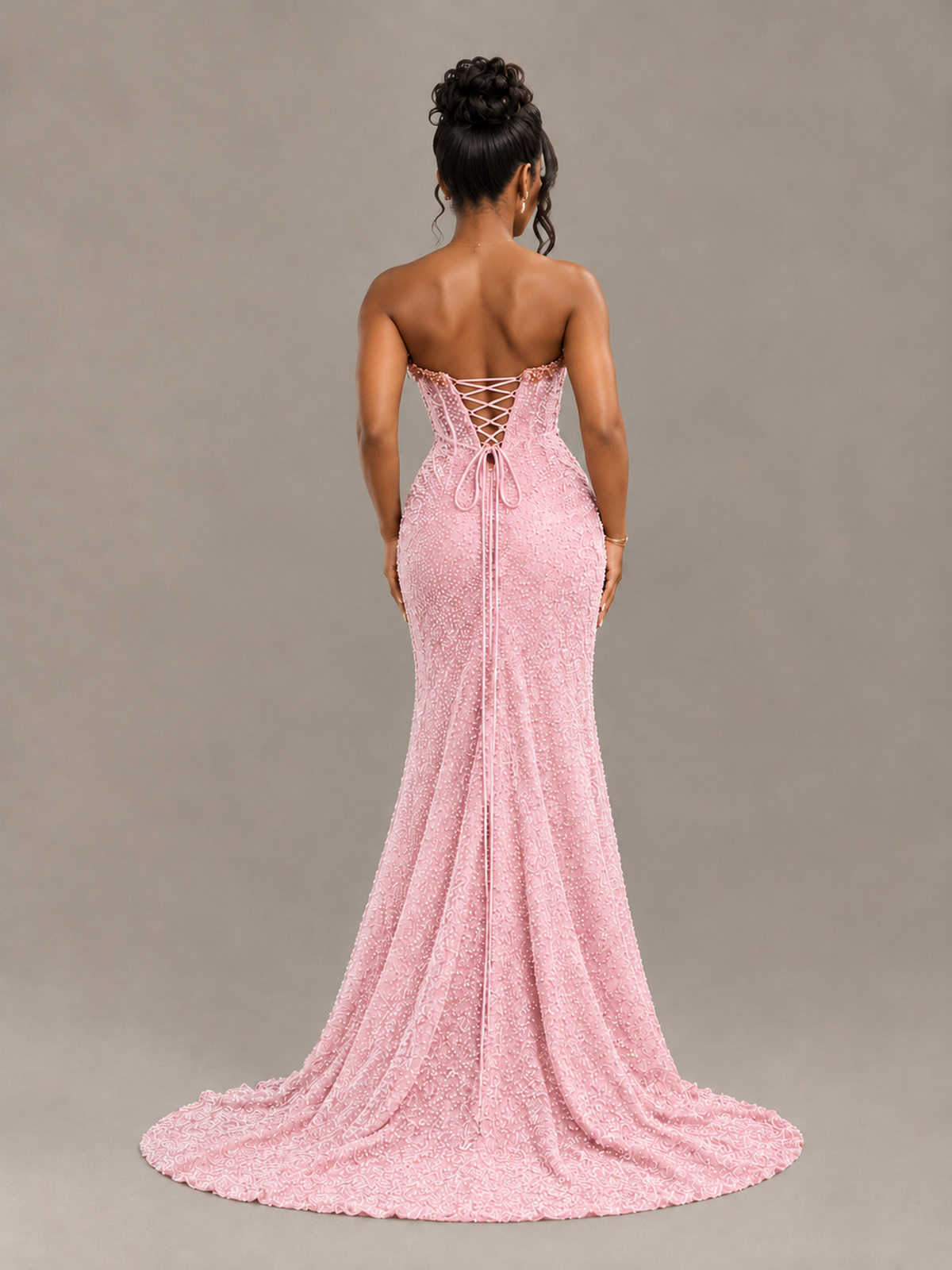 BOLODOO Blush Pink Gold Corset Prom Dress with High Slit - Blush Pink - Blush Pink_2