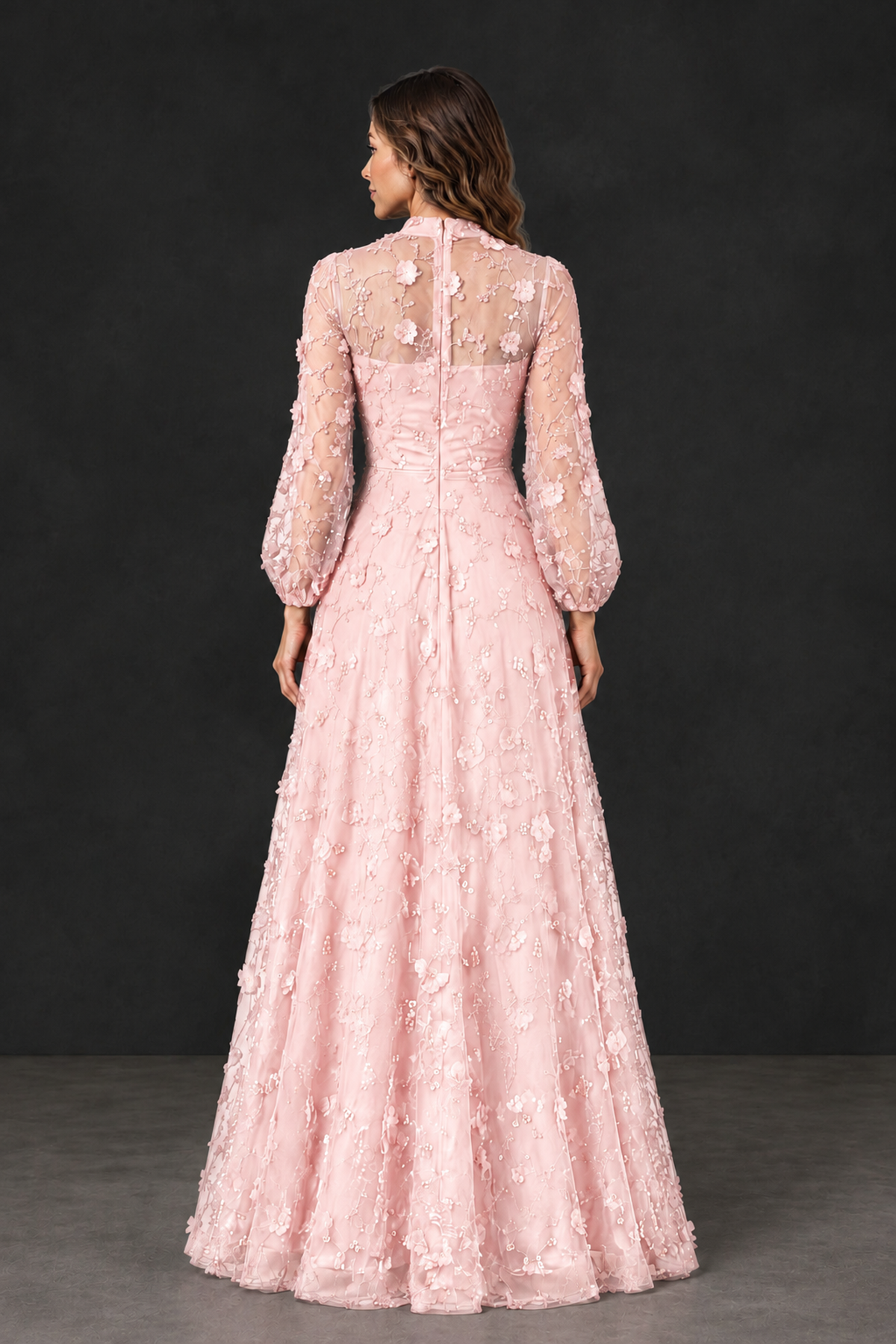 BOLODOO Blush Pink Long Sleeve Floral Mother of the Bride Dress - Blush Pink - Blush_Pink_2