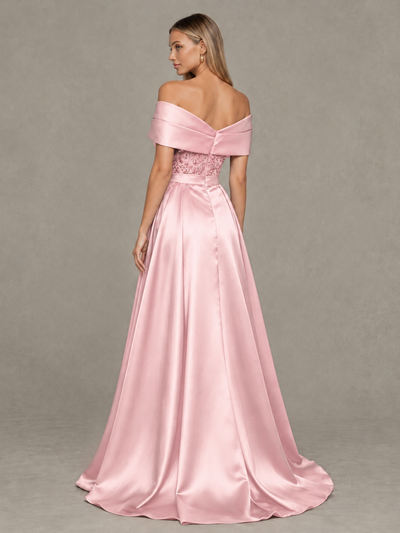 BOLODOO Blush Pink Sequin Mermaid Evening Dress with Detachable Satin Overskirt and Sweep Train - Blush Pink - Blush Pink_2
