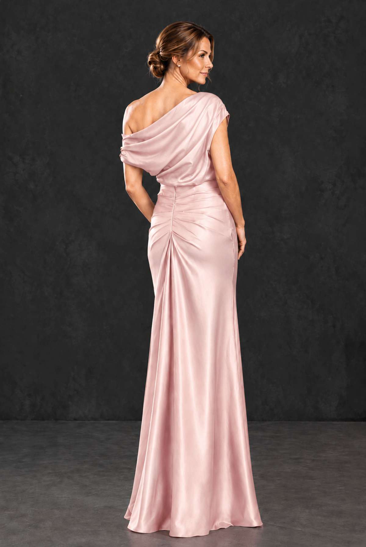 BOLODOO Blush Pink Asymmetric Ruched Mother of the Bride Dress - Blush Pink - Blush_Pink_2