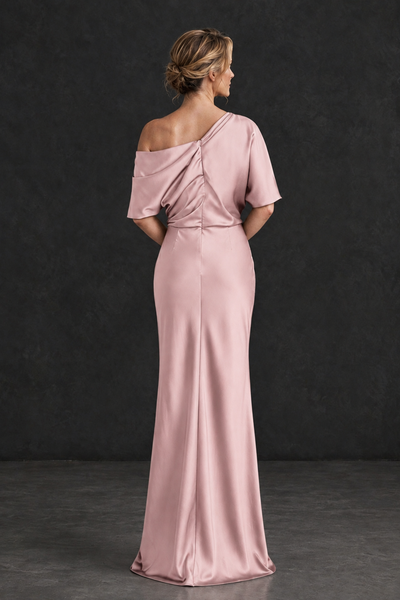 BOLODOO Blush Pink Satin Asymmetric Mother of the Bride Dress - Blush Pink - Blush Pink_2