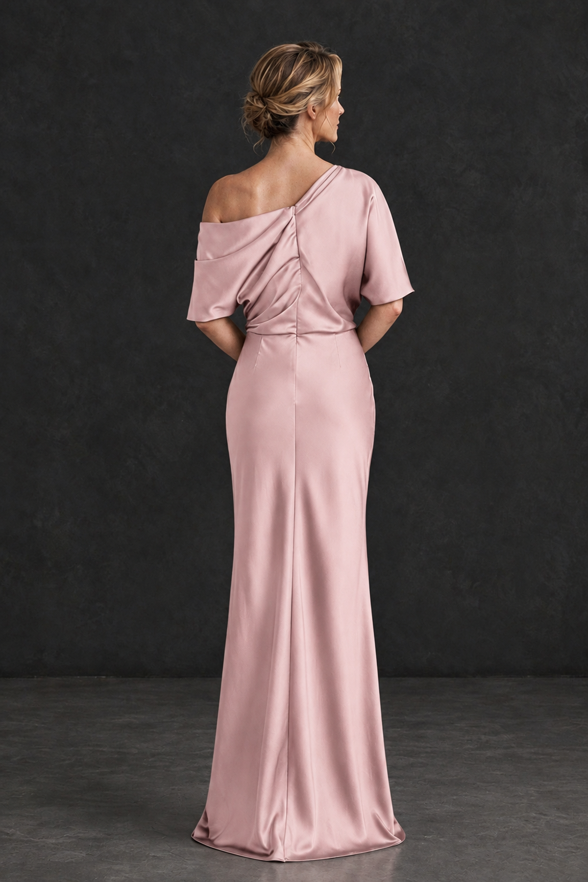 BOLODOO Blush Pink Satin Asymmetric Mother of the Bride Dress - Blush Pink - Blush Pink_2