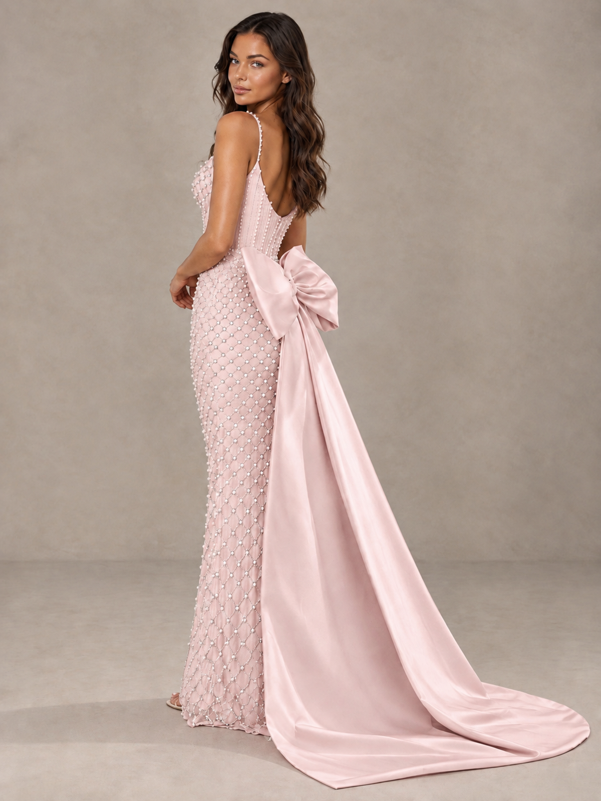 BOLODOO Blush Pink Beaded Corset Prom Dress with Bow Train - Blush Pink - Blush_Pink_2