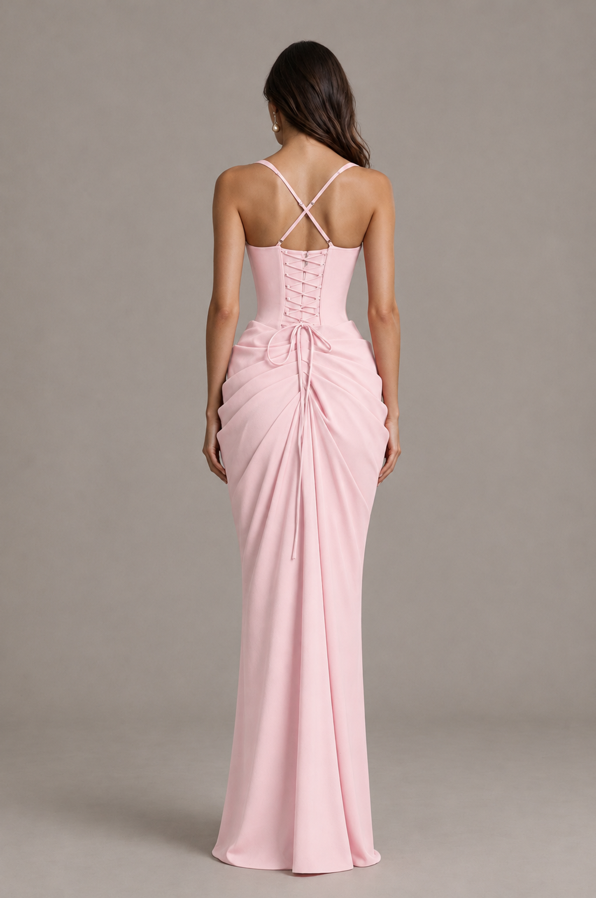 BOLODOO Blush Pink Sweetheart Ruched Lace-Up Back Evening Gown - Blush Pink - Blush_Pink_2
