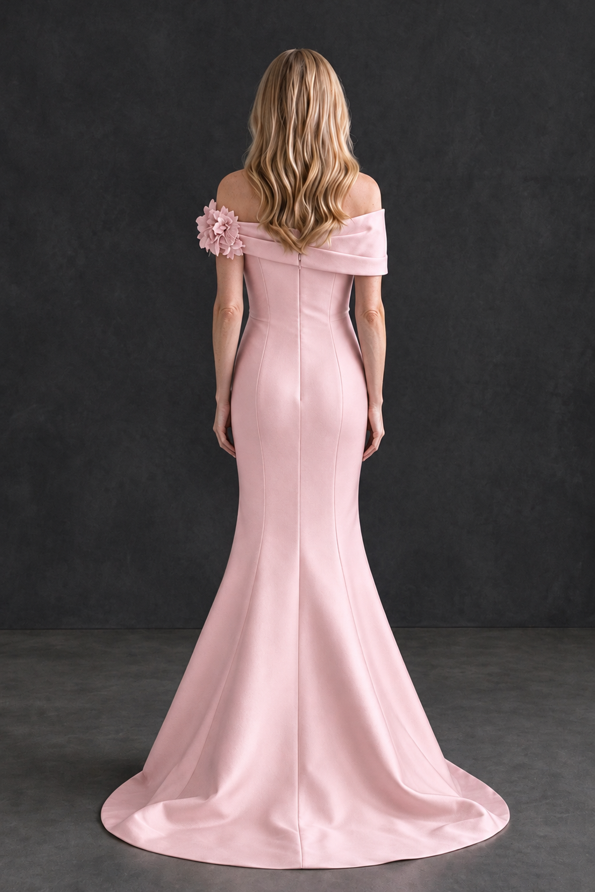 BOLODOO Blush Pink Off-Shoulder Floral Mermaid Mother of the Bride Dress - Blush Pink - Blush Pink_2