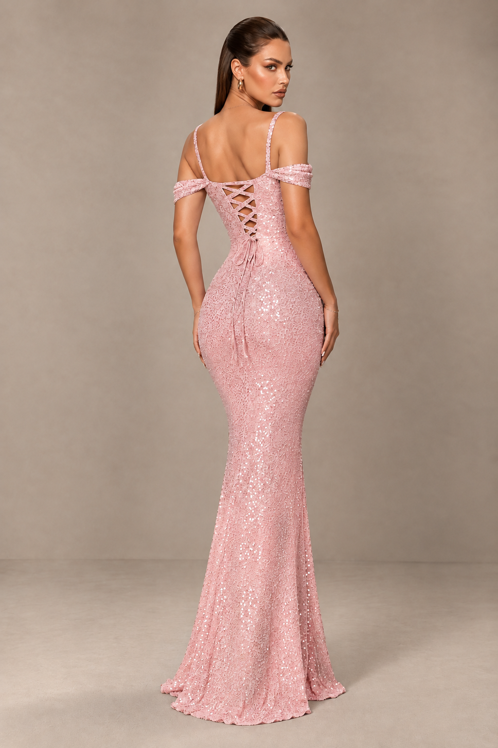 BOLODOO Blush Pink Sequin Off-Shoulder Mermaid Prom Dress - Blush Pink - Blush_Pink_2