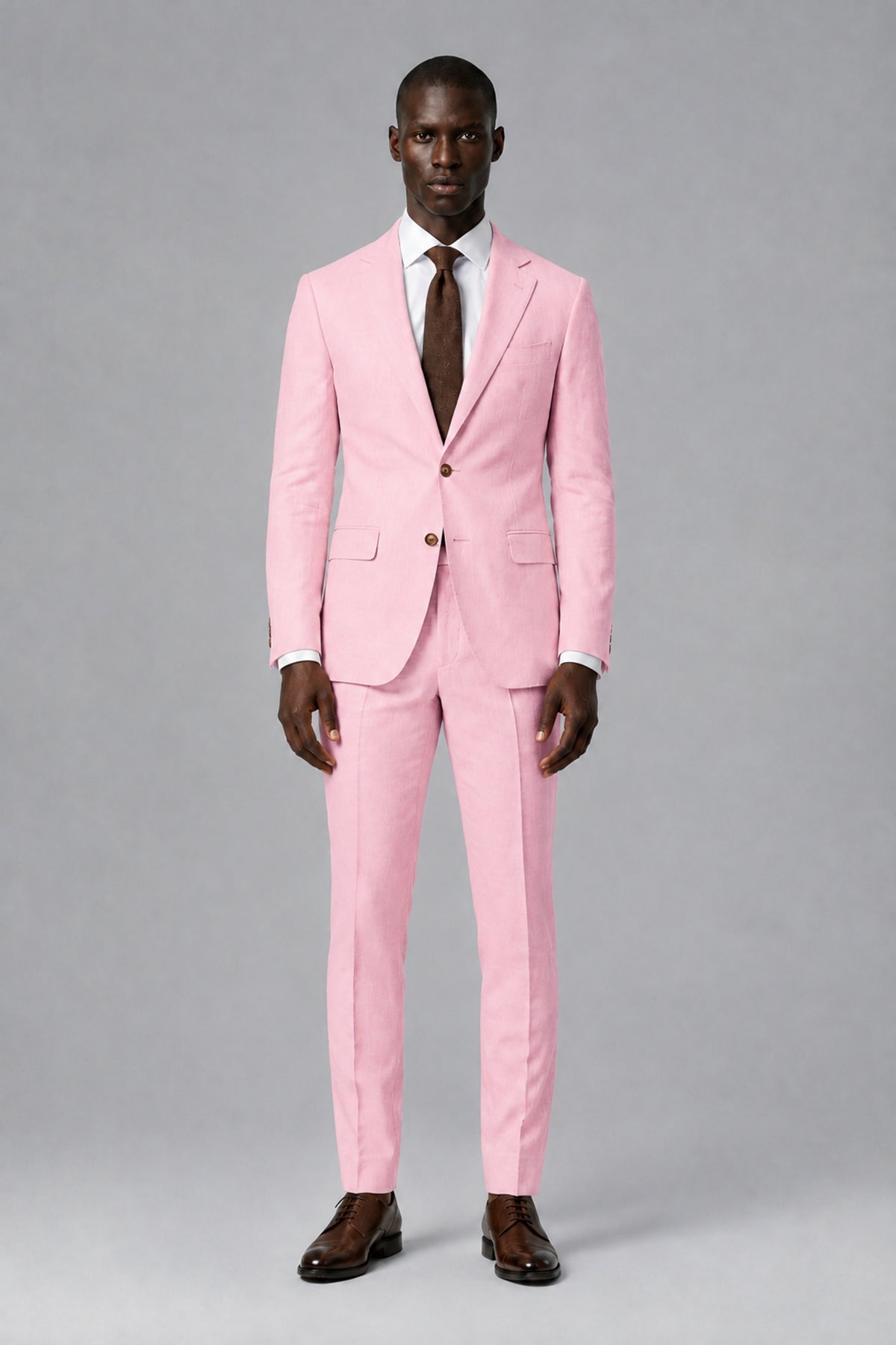 Men's Blush Pink Two-Piece Notch Lapel Suit - Blush Pink - Blush Pink_2