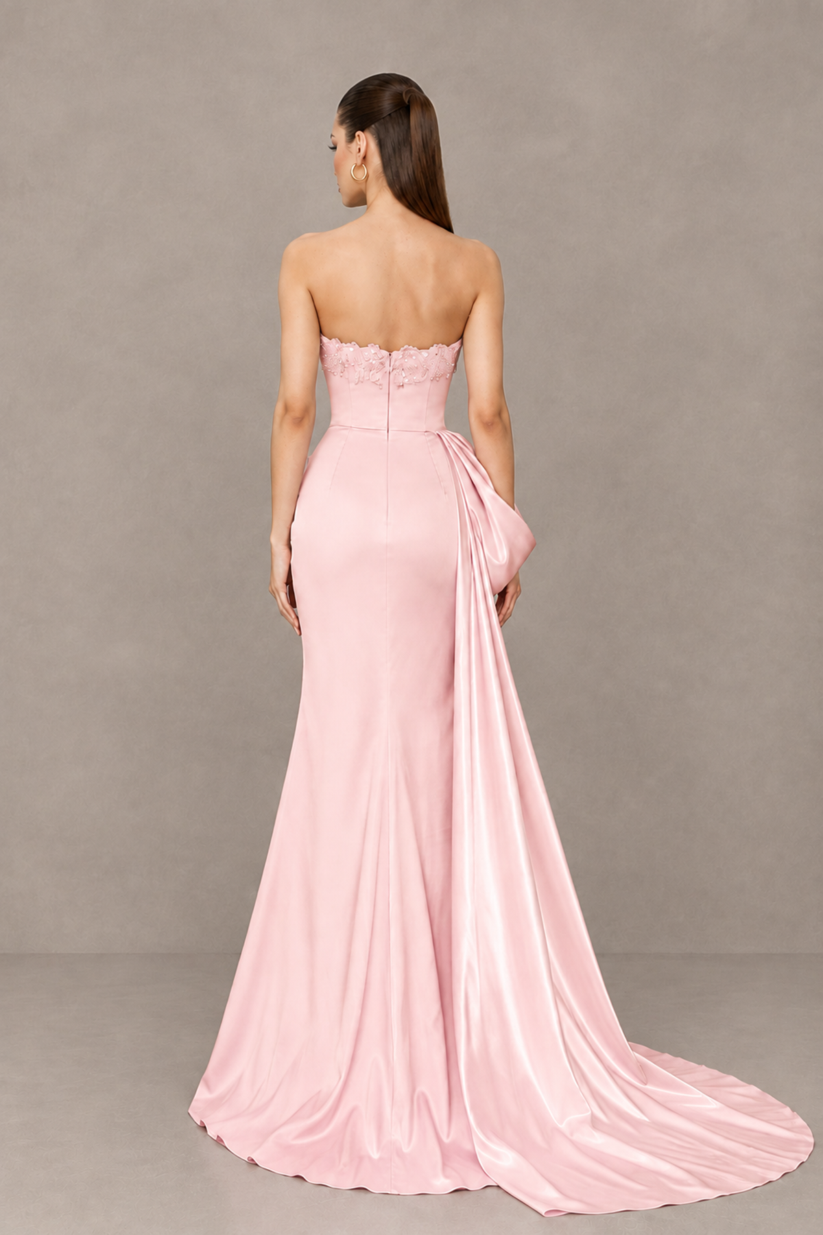 BOLODOO Blush Pink Strapless Satin Prom Dress with Draped Side Train - Blush Pink - Blush_Pink_2
