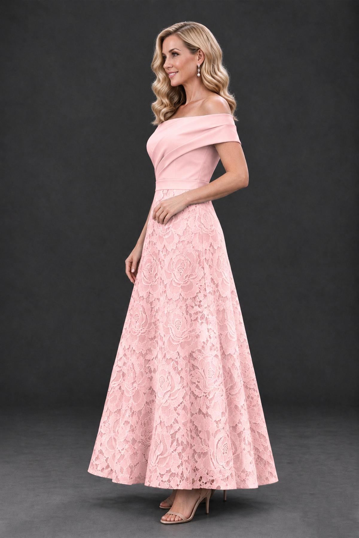 BOLODOO Blush Pink Off-the-Shoulder Floral A-Line Mother of the Bride Dress - Blush Pink - Blush Pink_3