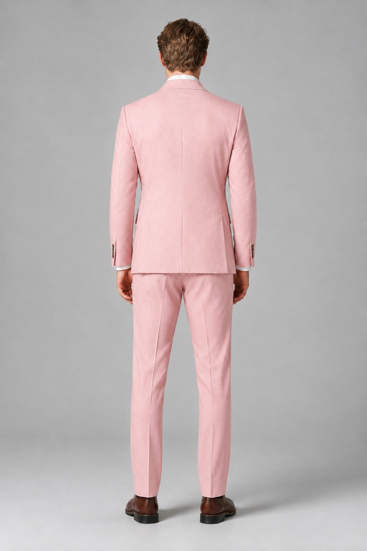 Bolodoo Men's Blush Pink Double-Breasted Two-Piece Suit with Peak Lapels - Blush Pink - Blush Pink_3