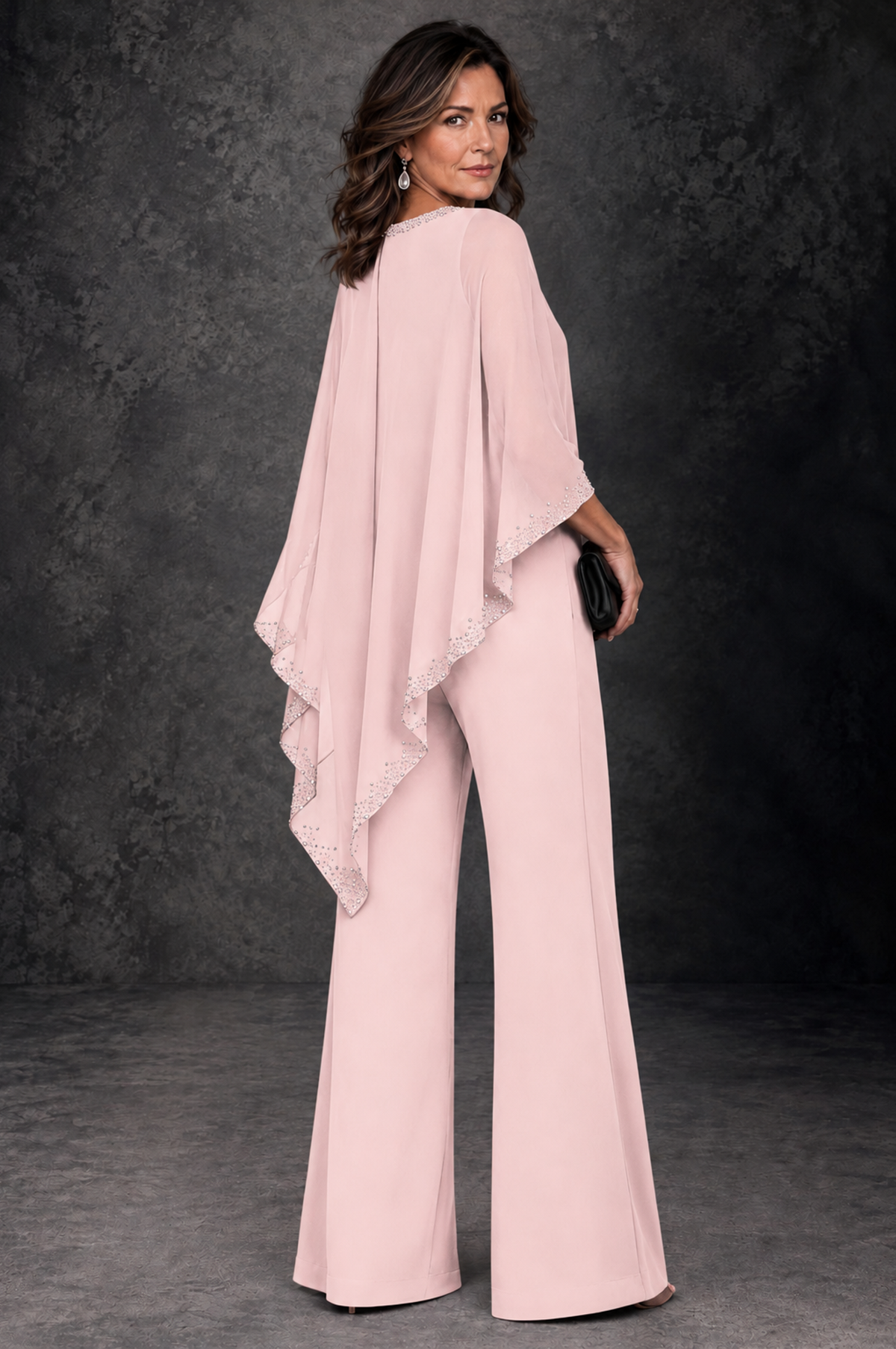 BOLODOO Blush Pink Embellished Cape Mother of the Bride Pantsuit - Blush Pink - Blush_Pink_3