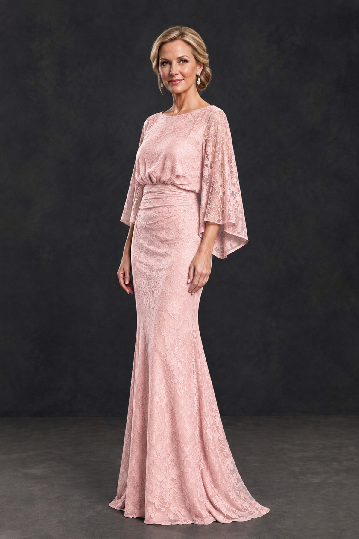 BOLODOO Blush Pink Lace Flutter Sleeve Mother of the Bride Dress - Blush Pink - Blush Pink_3