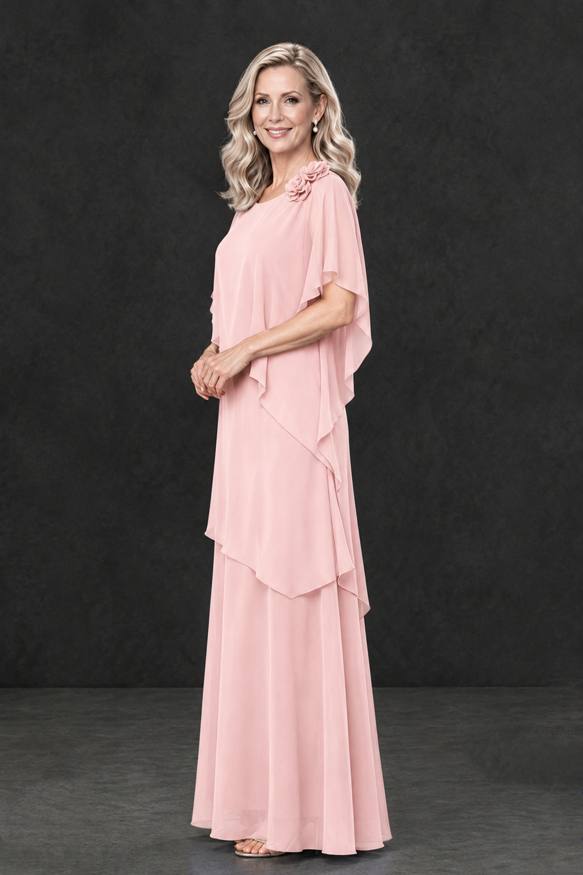 BOLODOO Blush Pink Tiered Flutter Sleeve Mother of the Bride Maxi Dress - Blush Pink - Blush Pink_3