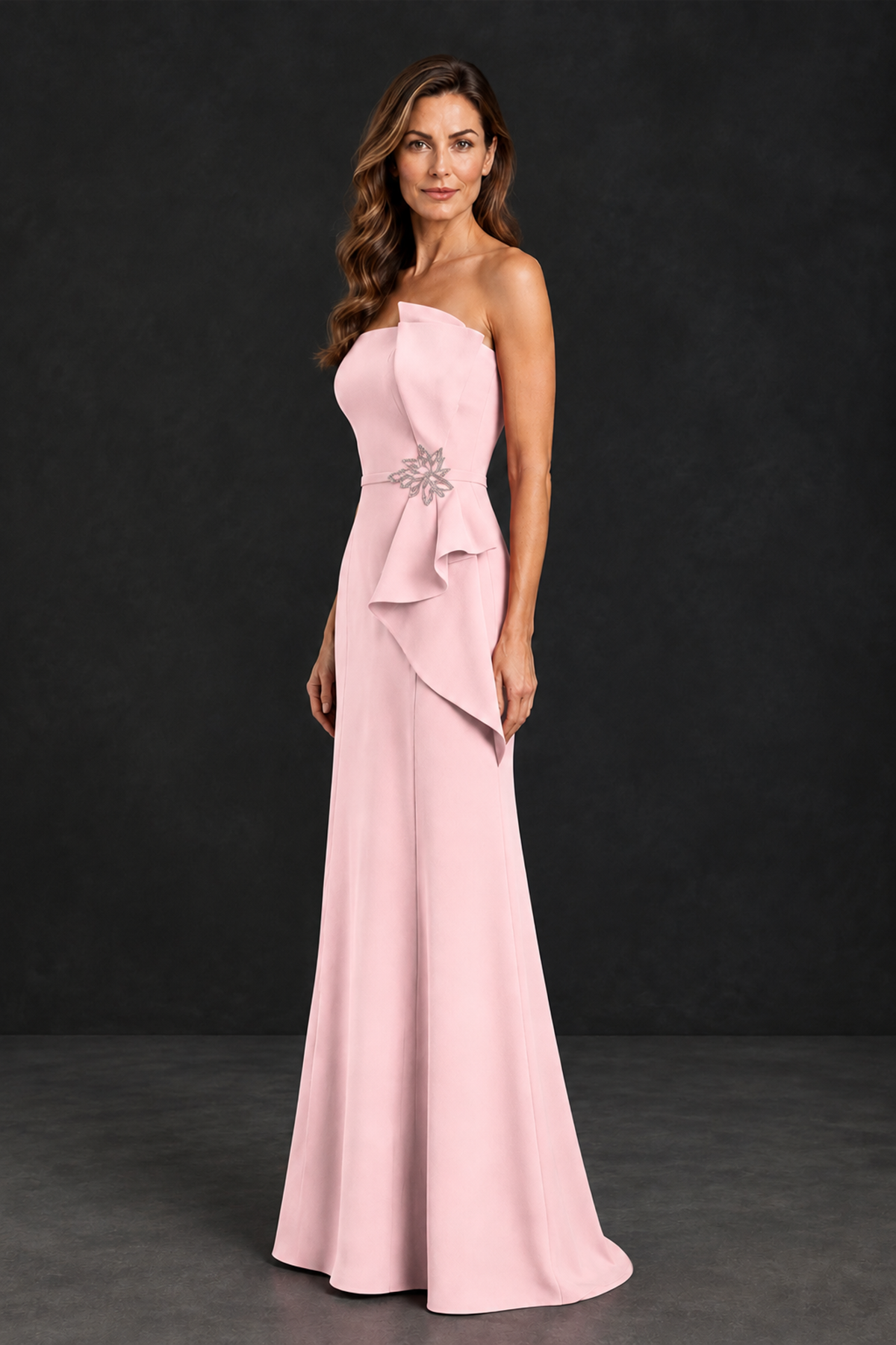 BOLODOO Blush Pink Strapless Mother of the Bride Dress with Ruffle Detail - Blush Pink - Blush_Pink_3