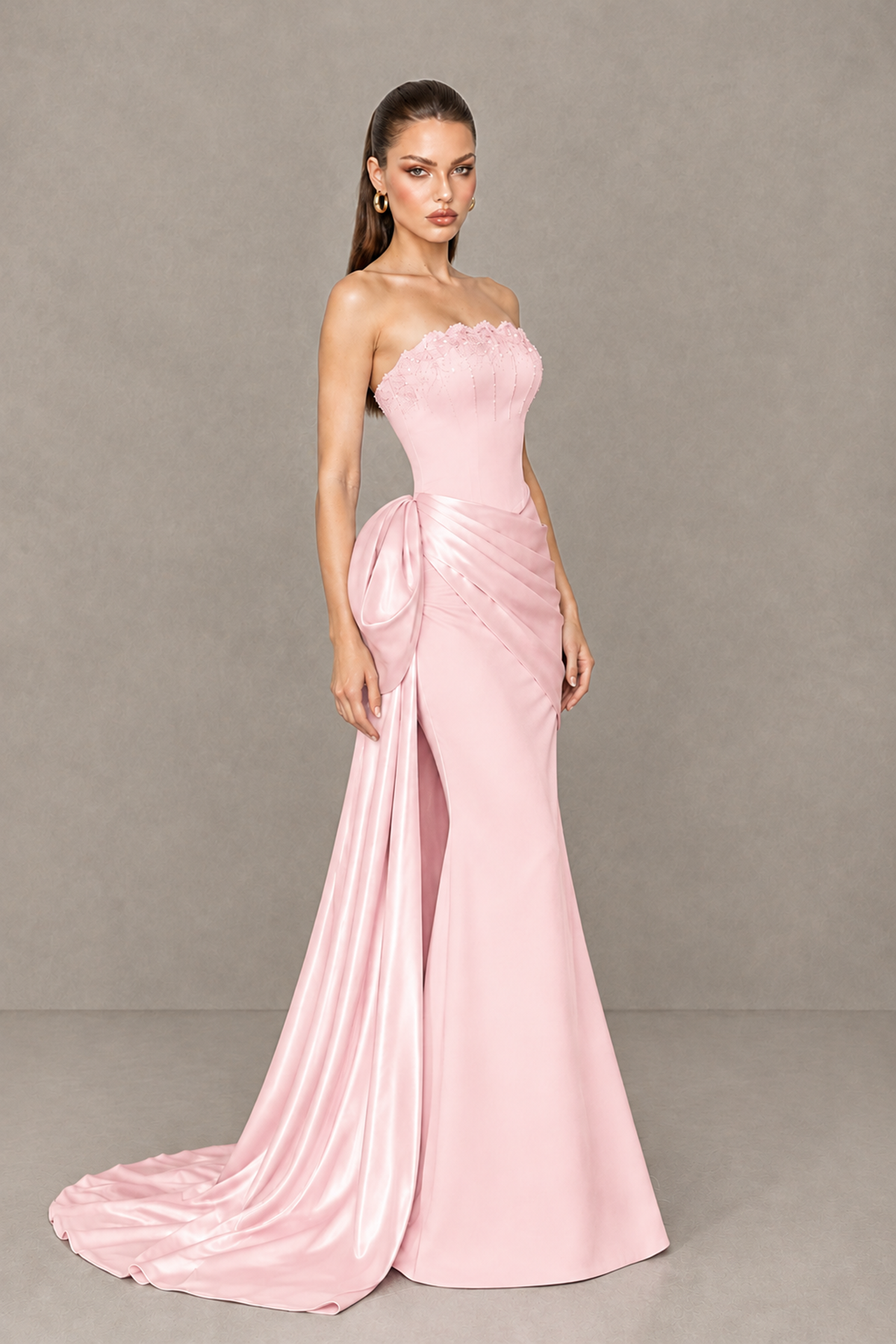 BOLODOO Blush Pink Strapless Satin Prom Dress with Draped Side Train - Blush Pink - Blush_Pink_3