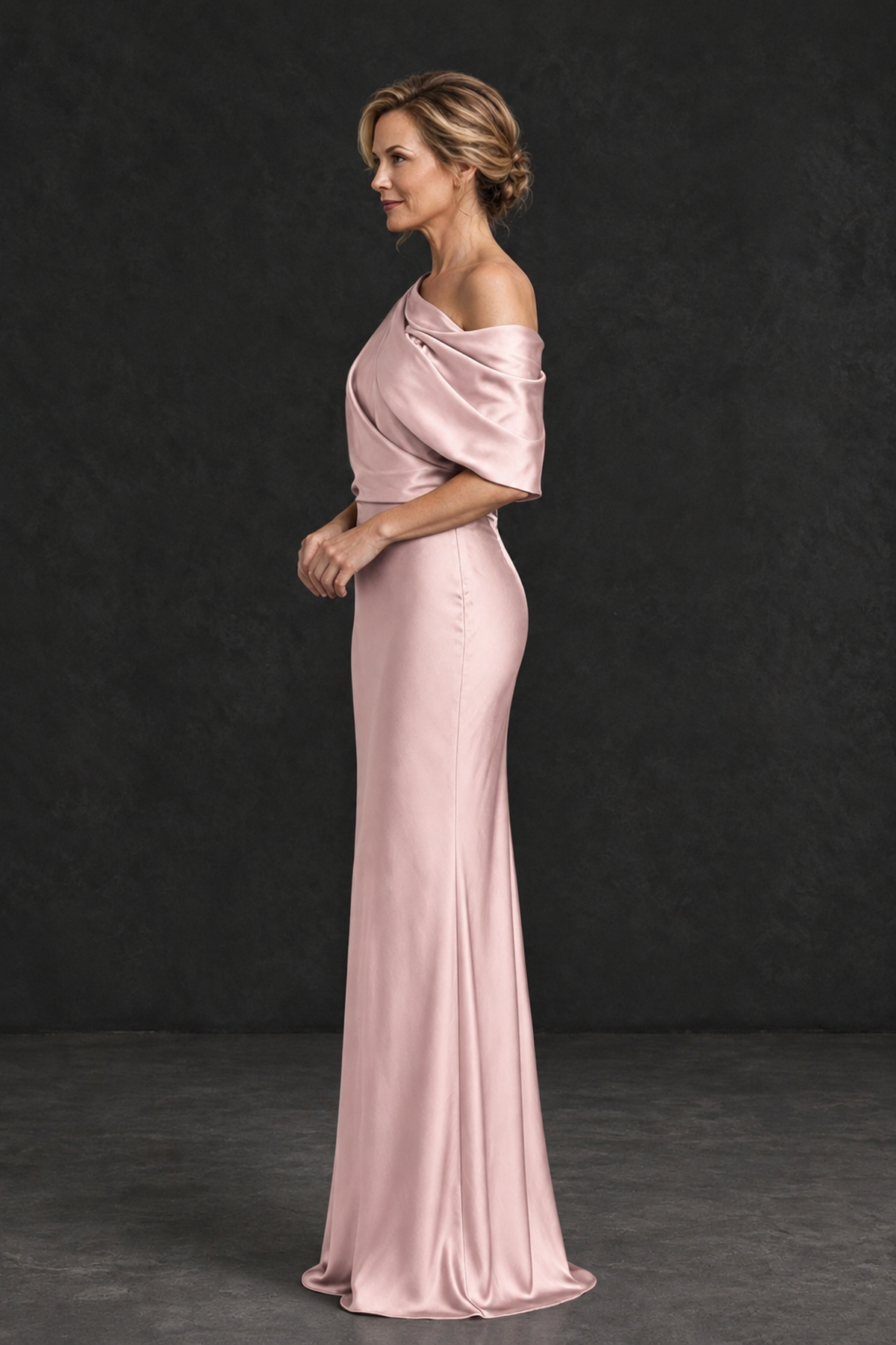 BOLODOO Blush Pink Satin Asymmetric Mother of the Bride Dress - Blush Pink - Blush Pink_3