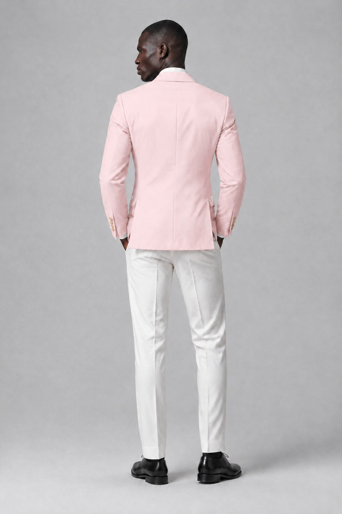 BOLODOO Men's Blush Pink Double-Breasted Blazer & Cream Trousers Tuxeto 2-Piece Suit Set - Blush Pink - Blush Pink_3