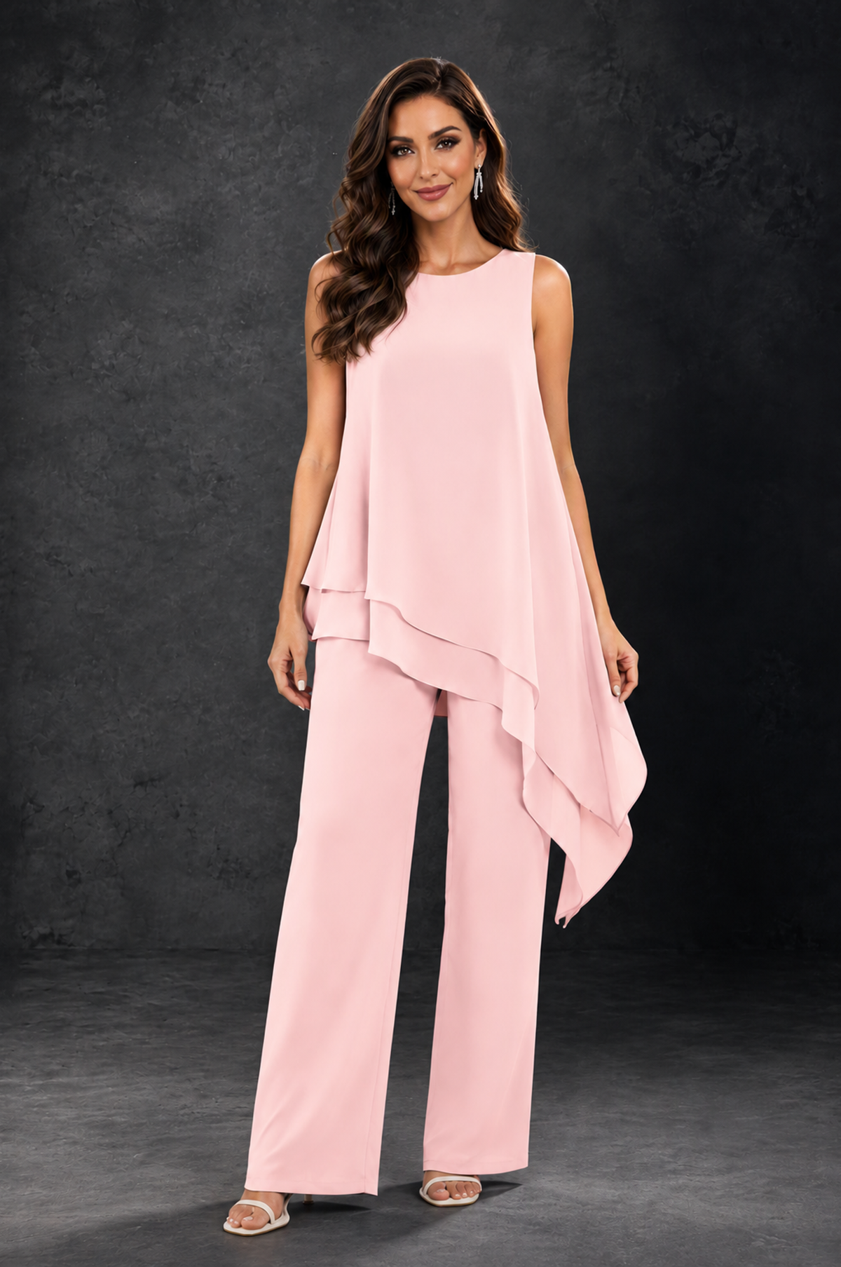 BOLODOO Blush Pink Layered Mother of the Bride Pantsuit with Jacket - Blush Pink - Blush_Pink_3