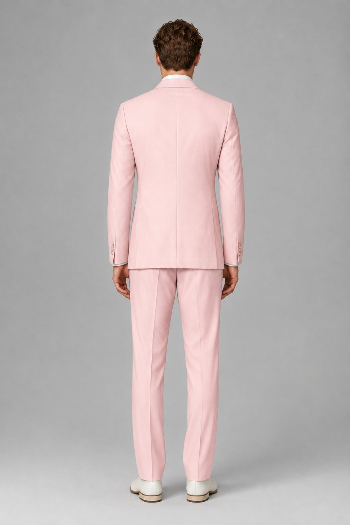 Bolodoo Men's Blush Pink Wrap Tie-Waist Two-Piece Suit – Jacket & Trousers - Blush Pink - Blush Pink_3