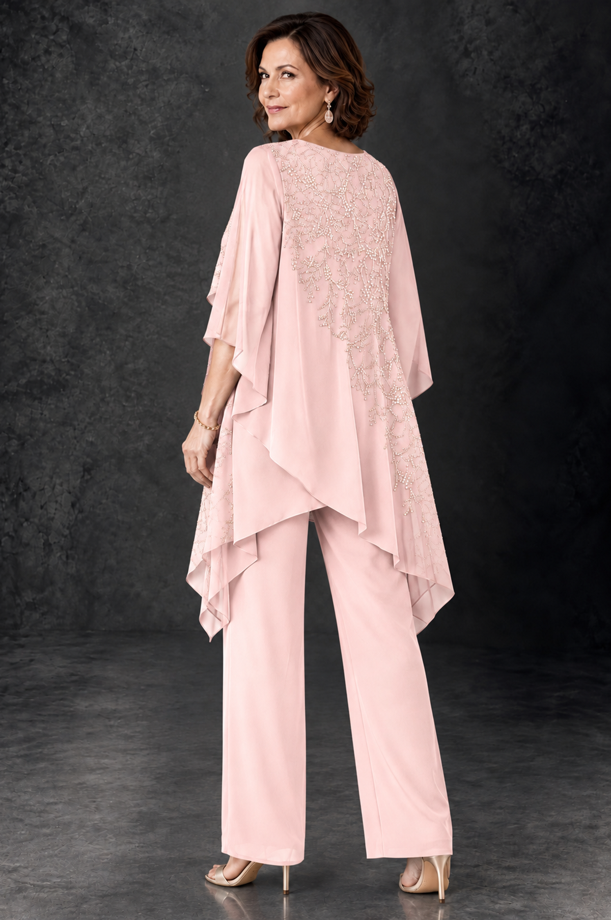 BOLODOO Blush Pink Embellished Cape Pant Suit for Mother of the Bride - Blush Pink - Blush_Pink_4