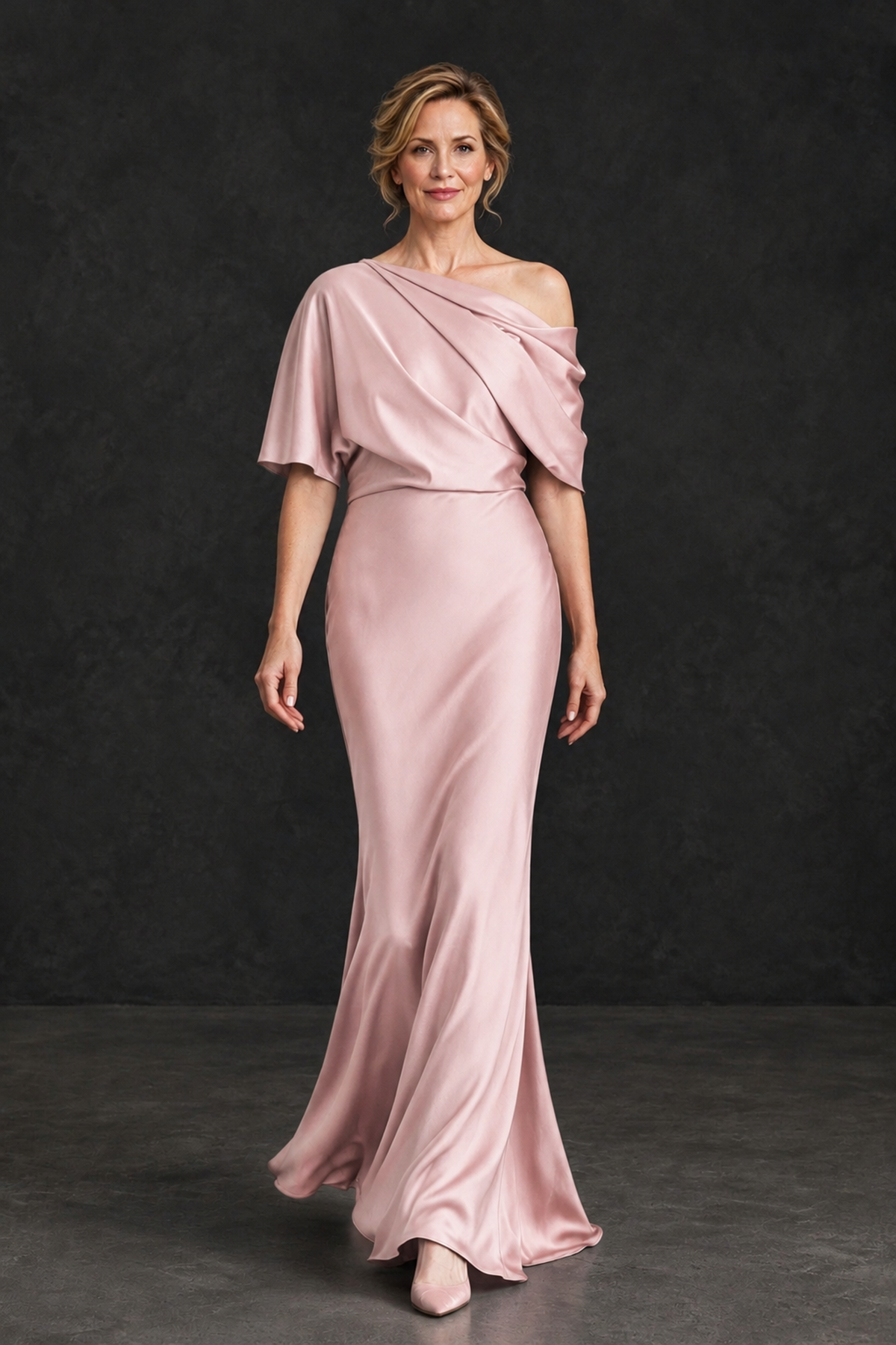 BOLODOO Blush Pink Satin Asymmetric Mother of the Bride Dress - Blush Pink - Blush Pink_4
