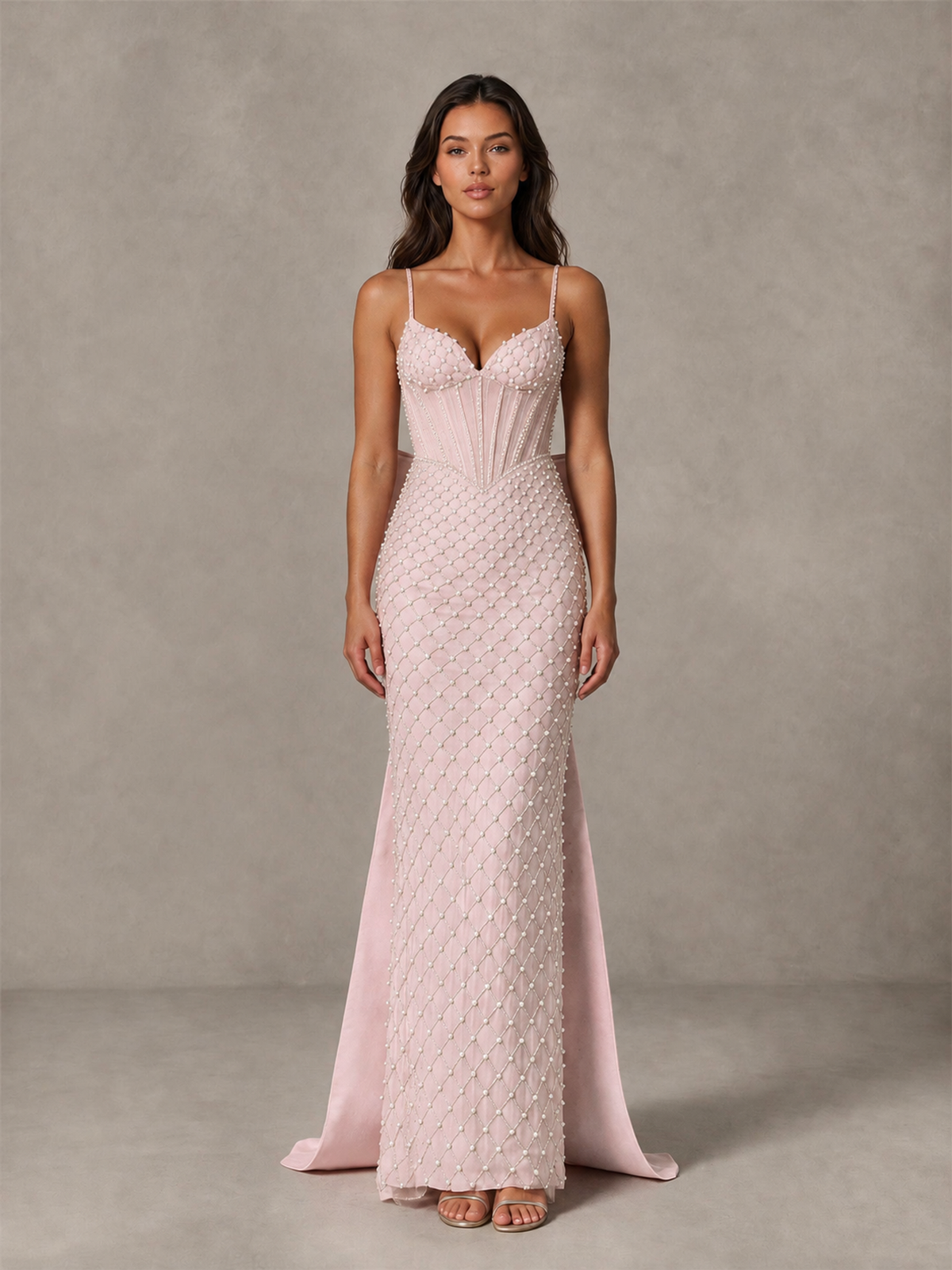 BOLODOO Blush Pink Beaded Corset Prom Dress with Bow Train - Blush Pink - Blush_Pink_4