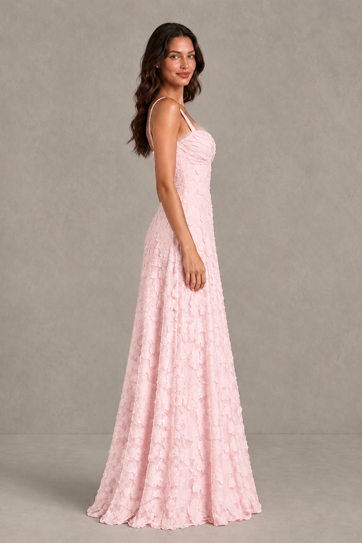 BOLODOO Blush Pink Floral-Textured A-Line Dress with Lace-Up Back - Blush Pink - Blush Pink_4