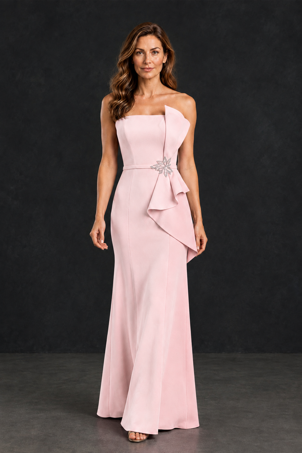BOLODOO Blush Pink Strapless Mother of the Bride Dress with Ruffle Detail - Blush Pink - Blush_Pink_4