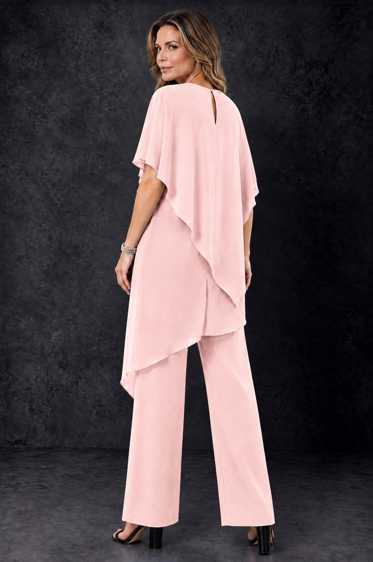 BOLODOO Blush Pink Chiffon Two Piece Mother of the Bride Pant Suit - Blush Pink - Blush_Pink_4