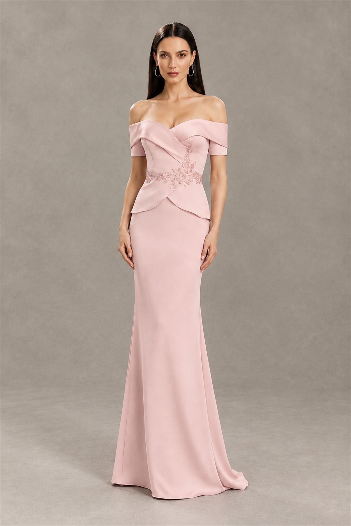 BOLODOO Blush Pink Off-Shoulder Mermaid Mother of the Bride Dress - Blush Pink