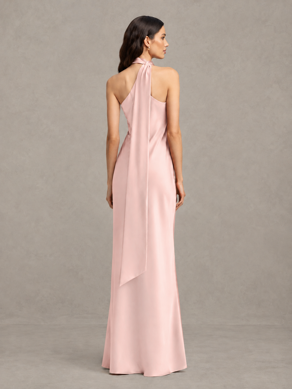 BOLODOO Blush Pink Satin One-Shoulder Bridesmaid Dress with Open Back - Blush Pink - Blush Pink (2)