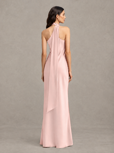 BOLODOO Blush Pink Satin One-Shoulder Bridesmaid Dress with Open Back - Blush Pink - Blush Pink (2)