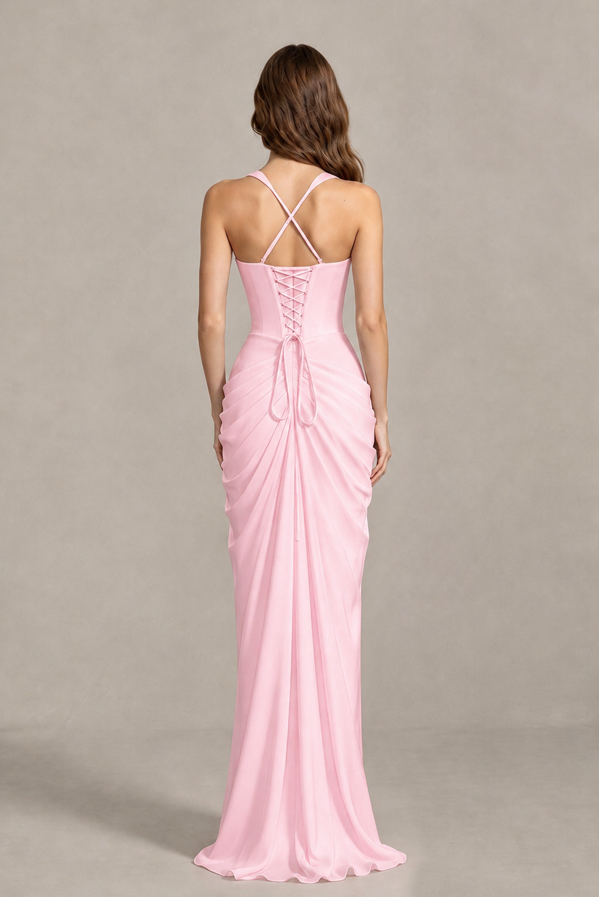 BOLODOO Chocolate Blush Pink Sweetheart Maxi Dress with High Slit - Blush Pink