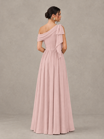 BOLODOO Blush Pink One-Shoulder Maternity Bridesmaid Dress with Slit - Blush Pink - Blush Pink (2)