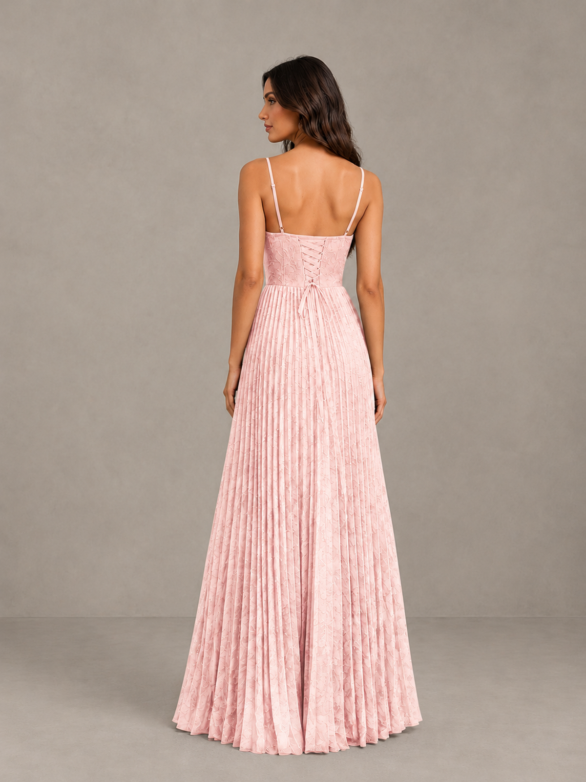 BOLODOO Blush Pink Pleated Bridesmaid Dress with Sweetheart Neckline & Slit - Blush Pink - Blush Pink (2)