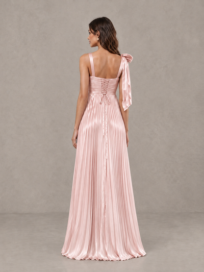 BOLODOO Blush Pink Pleated Bow-Strap Bridesmaid Maxi Dress - Blush Pink - Blush Pink (2)