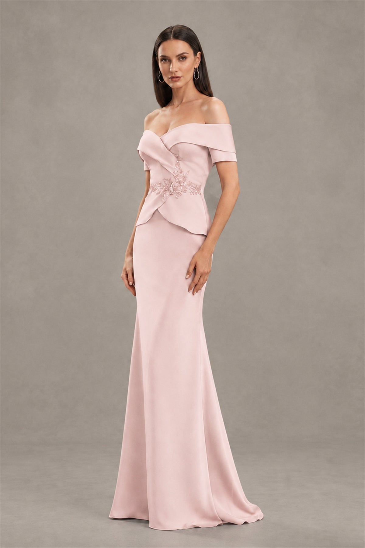 BOLODOO Blush Pink Off-Shoulder Mermaid Mother of the Bride Dress - Blush Pink