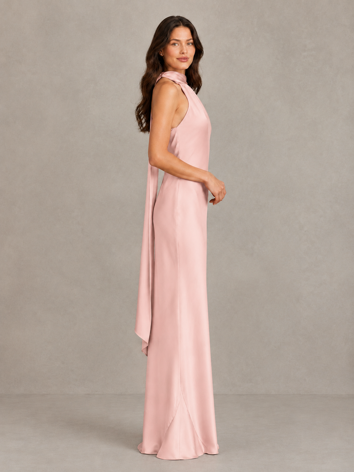 BOLODOO Blush Pink Satin One-Shoulder Bridesmaid Dress with Open Back - Blush Pink - Blush Pink (3)