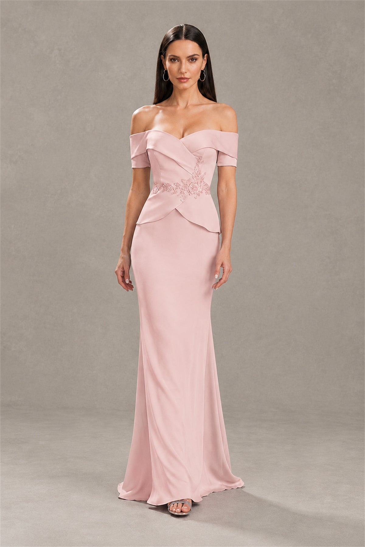BOLODOO Blush Pink Off-Shoulder Mermaid Mother of the Bride Dress - Blush Pink